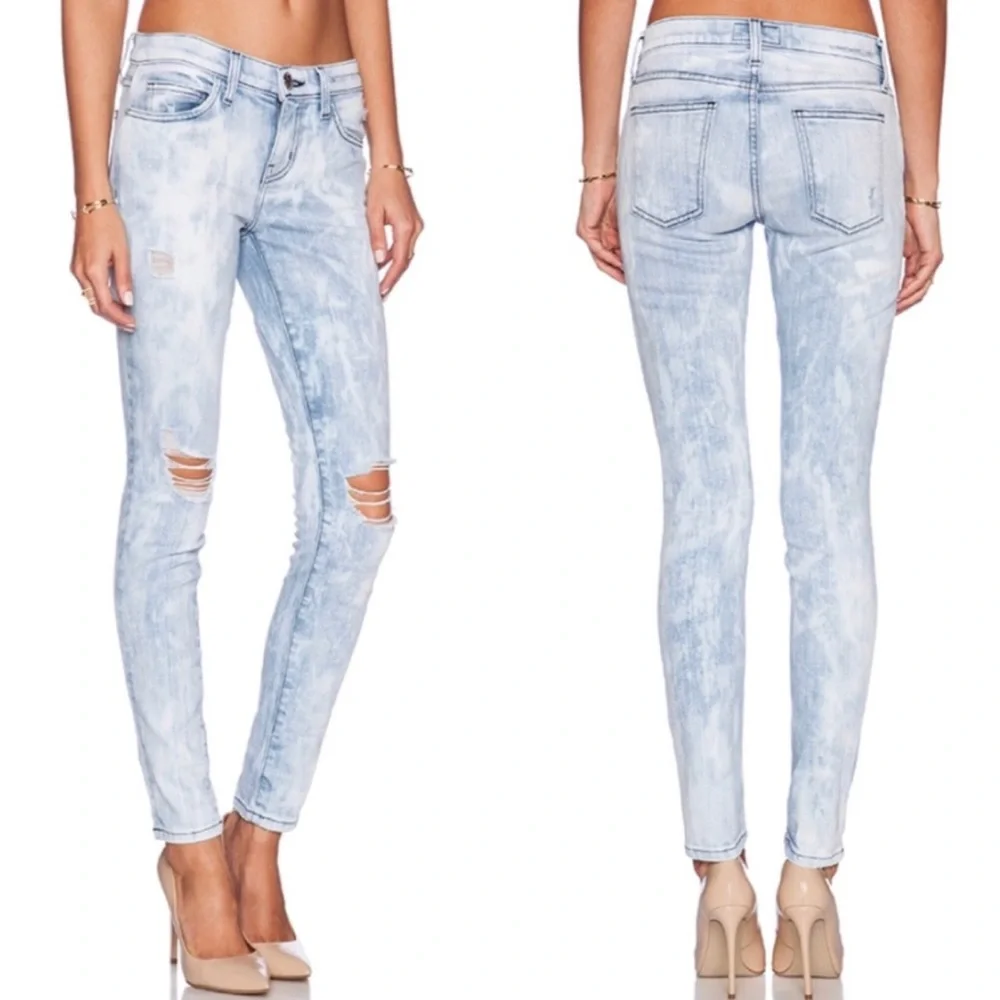 Current/Elliot The Ankle Skinny Cheville City Bleach Destroy Jeans Size 26 - Picture 2 of 16